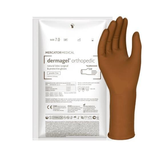Рукавички хірургічні Mercator Medical Dermagel Orthopedic латексні без пудри розмір 7 стерильні, 1 пара