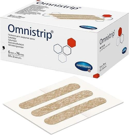 Смужки для безшовного закриття ран Omnistrip 6 мм х 76 мм, 3 штуки