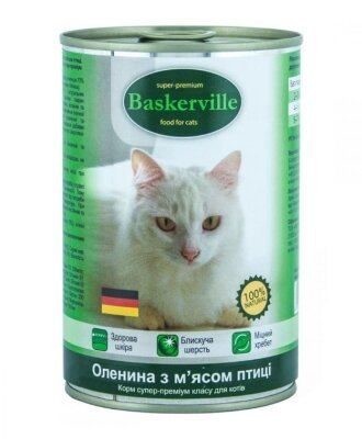 Консерва для котів Baskerville з олениною і м'ясом птиці, 400 г