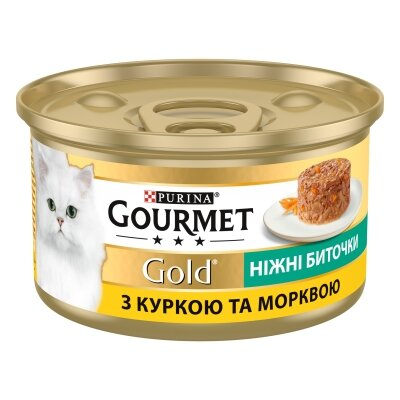 Корм вологий для кішок Purina Gourmet Gold Ніжні биточки з куркою і морквою, 85 г