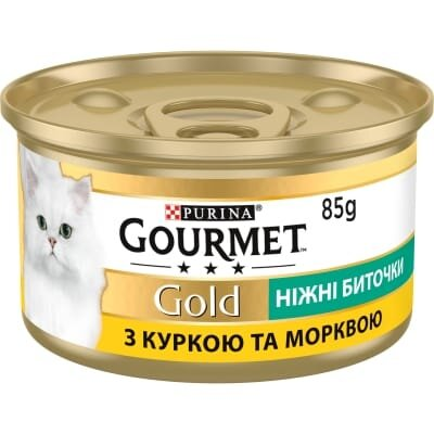 Корм вологий для кішок Purina Gourmet Gold Ніжні биточки з куркою і морквою, 85 г