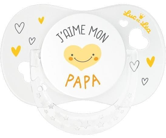 Пустушка силіконова Luc et Lea J’aime mon papa симетрична 0-6 місяців, 1 шт