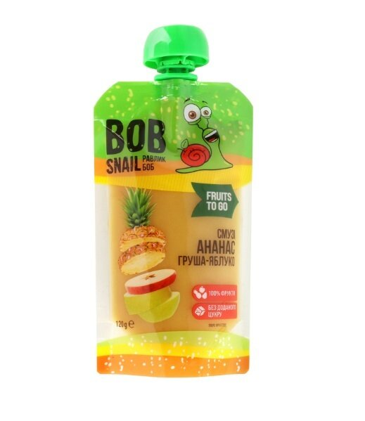 Пюре фруктове Bob Snail Fruits To Go Смузі Ананас-Груша-Яблоко, пастеризоване, 120 г