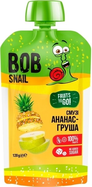 Пюре фруктове Bob Snail Fruits To Go Смузі Ананас-Груша-Яблоко, пастеризоване, 120 г