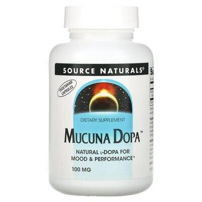 Мукуна пекуча Source Naturals Mucuna Dopa 100 мг, 60 вегетаріанських капсул