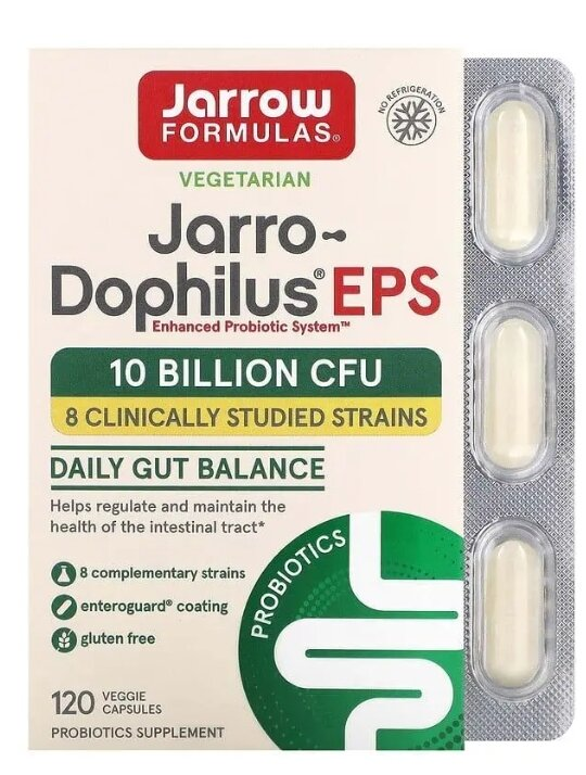 Пробіотики Jarrow Formulas Jarro-Dophilus EPS 10 млрд, 120 рослинних капсул