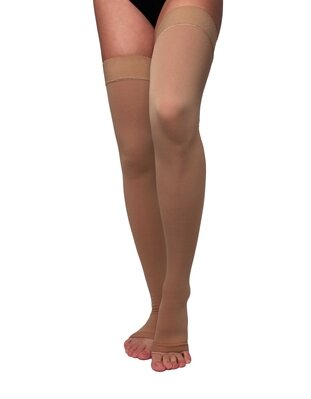 Панчохи компресійні Venotonia Power AG клас компресії 2, відкритий носок, короткі, із силіконовими крапками, колір карамель, розмір IІІ+