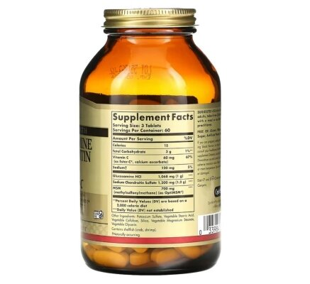 Глюкозамін, хондроїтин, МСМ з вітаміном С Solgar Glucosamine Chondroitin MSM with Ester-C таблетки №180