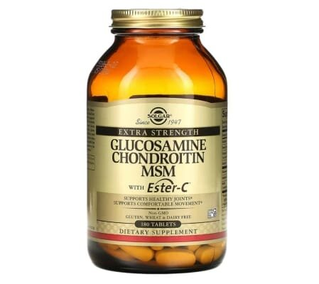 Глюкозамін, хондроїтин, МСМ з вітаміном С Solgar Glucosamine Chondroitin MSM with Ester-C таблетки №180