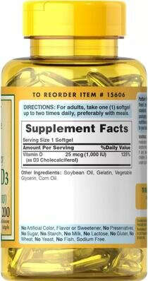 Вітамін Д3 Puritan's Pride Vitamin D3 1000, 200 капсул