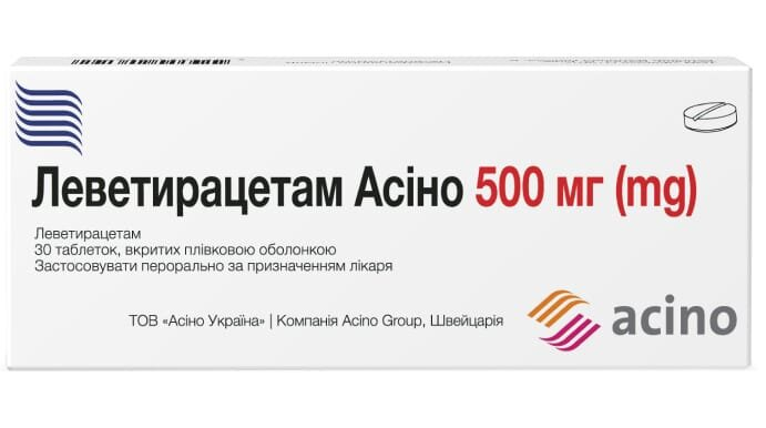 Леветирацетам Асіно таблетки, в/плів. обол. по 500 мг №30 (10х3)