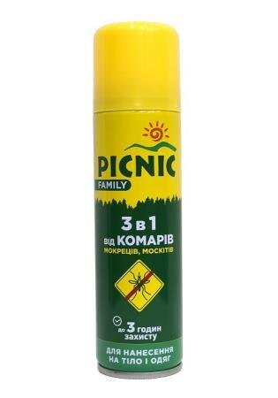 Аерозоль від комарів Picnic Family 3в1 від комарів, мокреців, москітів, 125 мл