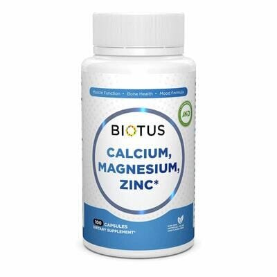 Комплекс Кальцій, магній, цинк та вітамін D3 Biotus Calcium Magnesium Zinc капсули №100