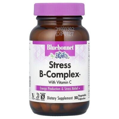 Вітаміни Стрес В-Комплекс 100 Bluebonnet Nutrition Stress B Complex, 50 ??рослинних капсул