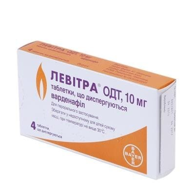 Левітра ОДТ таблетки, дисперг. по 10 мг №4 у бліс.