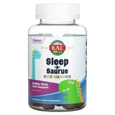 Мелатонін підтримка сну для дітей KAL Dinosaurs Sleep-a-Saurus Kids, зі смаком полуниці, 60 жувальних таблеток