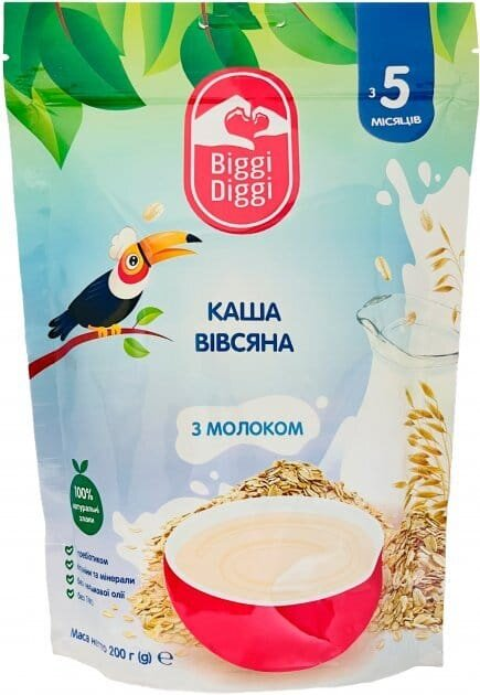 Каша молочна Biggi Diggi швидкорозчинна вівсяна для дітей з 5 місяців, 200 г