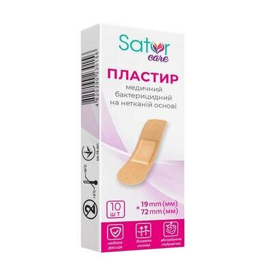 Пластир бактерицидний Sator Care на нетканій основі 1,9 см х 7,2 см, 10 штук