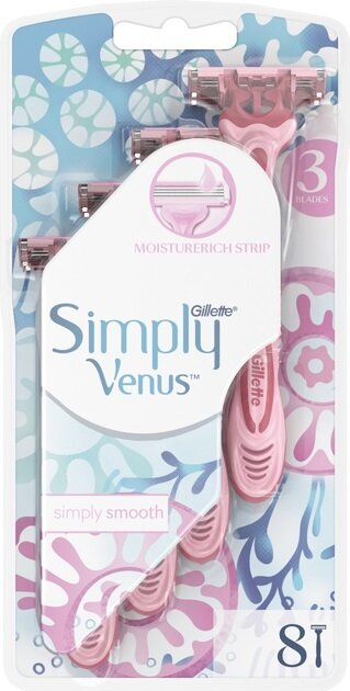 Бритви Simply Venus 3 одноразові жіночі, 8 шт