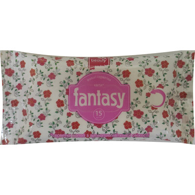 Серветки вологі Fantasy Beauty з ароматом квіткової свіжості, 15 штук