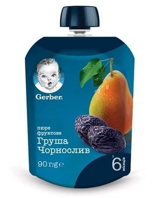 Пюре фруктове Gerber Груша і чорнослив, 90 г
