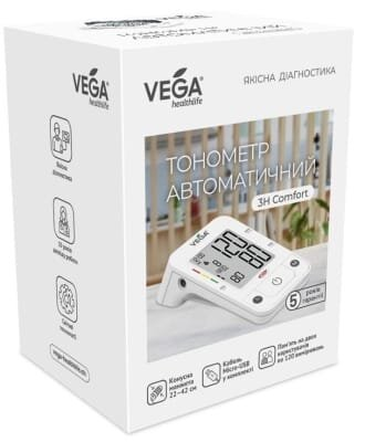 Тонометр Vega 3H Comfort автоматичний із кабелем Micro USB