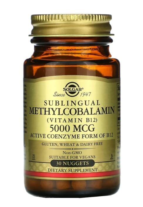 Метилкобаламін (Вітамін В12) Solgar Methylcobalamin (Vitamin B12) 5000 мкг сублінгвальний таблетки №30
