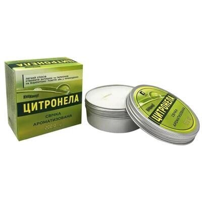 Свічка ароматизована Киш-Комар! Цитронела 200 г, 1 шт