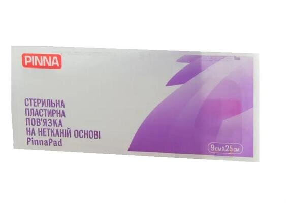 Пов'язка пластирна PinnaPad 9 см х 25 см на нетканій основі стерильна, 1 штука