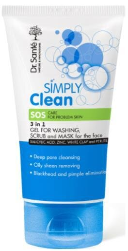 Засіб 3 в 1 Dr.Sante Simply Clean, гель для вмивання, скраб і маска, 150 мл