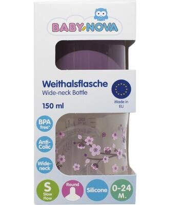 Пляшечка Baby-Nova 45001-1 поліпропілен з декором, бузковий, 150 мл