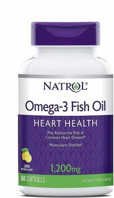 Омега-3 Natrol Omega-3 Fish Oil лимонний смак, 1200 мг, 60 капсул