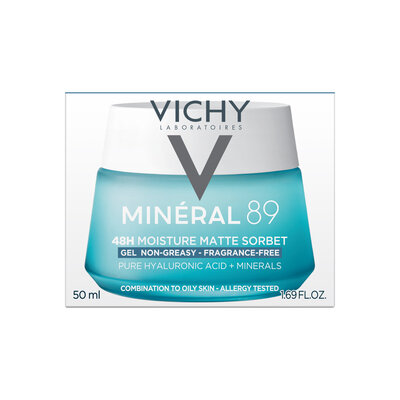 Гель-сорбет для обличчя Vichy Mineral 89 матувальний для жирної та комбінованої шкіри, зволоження 48 годин, 50 мл