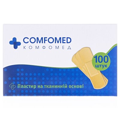 Пластир бактерицидний Comfomed на тканинній основі 1,9 см х 7,2 см, 100 штук