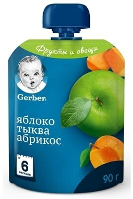 Пюре фруктово-овочеве Gerber Яблуко, гарбуз, абрикос, 90 г