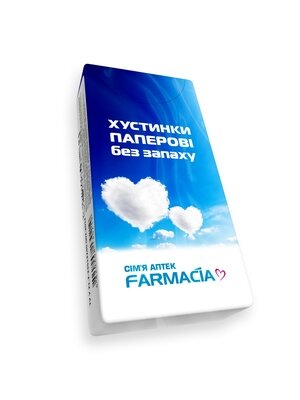 Хусточки паперові Farmacia двошарові білі, 10 шт х10 уп