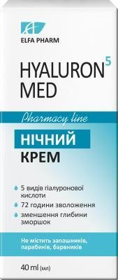 Крем для обличчя Elfa Pharm Hyaluron5 MED нічний, 40 мл