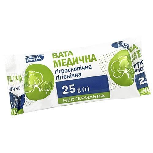 Вата нестерильна Teta медична гігроскопічна, ролик, 25 г