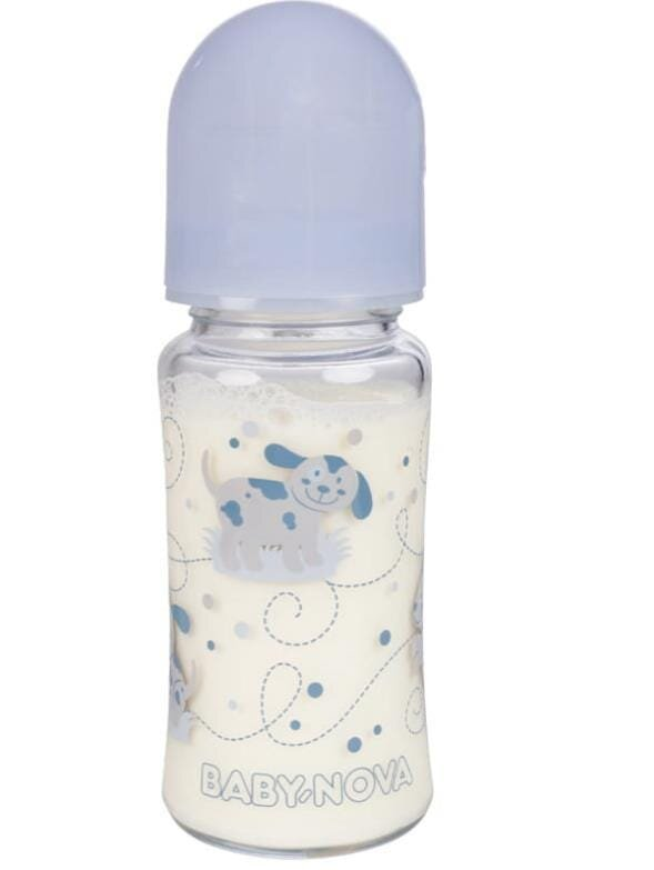 Пляшечка Baby-Nova 44240 скляна з декором, 230 мл