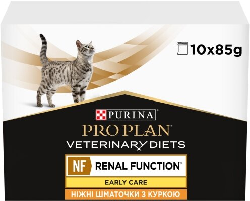 Корм вологий Purina Pro Plan Veterinary Diets NF Early Care для кішок з патологією нирок на ранніх стадіях, з куркою, 10 штук по 85 г