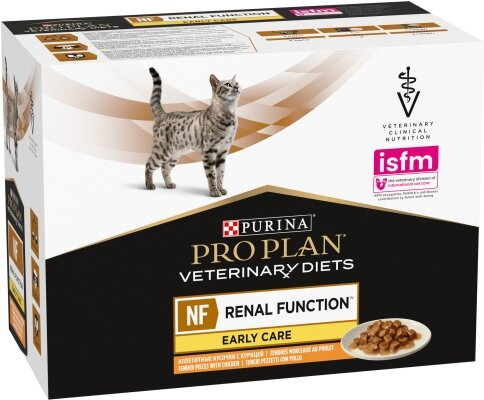Корм вологий Purina Pro Plan Veterinary Diets NF Early Care для кішок з патологією нирок на ранніх стадіях, з куркою, 10 штук по 85 г