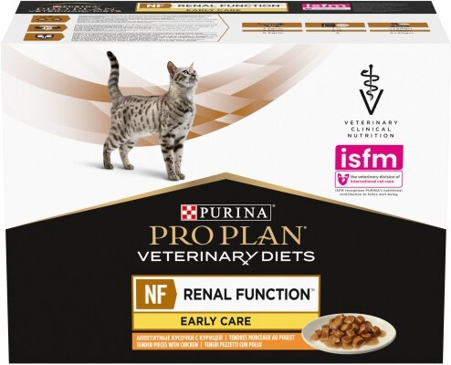Корм вологий Purina Pro Plan Veterinary Diets NF Early Care для кішок з патологією нирок на ранніх стадіях, з куркою, 10 штук по 85 г