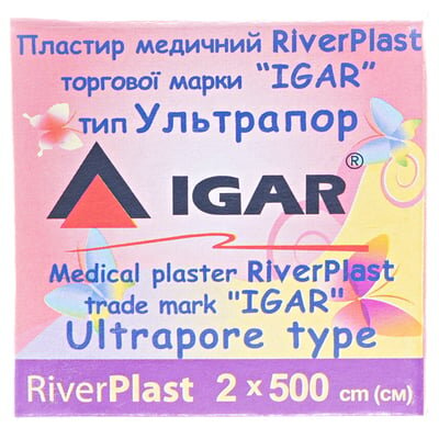 Пластир медичний IGAR RiverPlast тип Ультрапор на нетканій основі 2 см х 500 см, 1 штука
