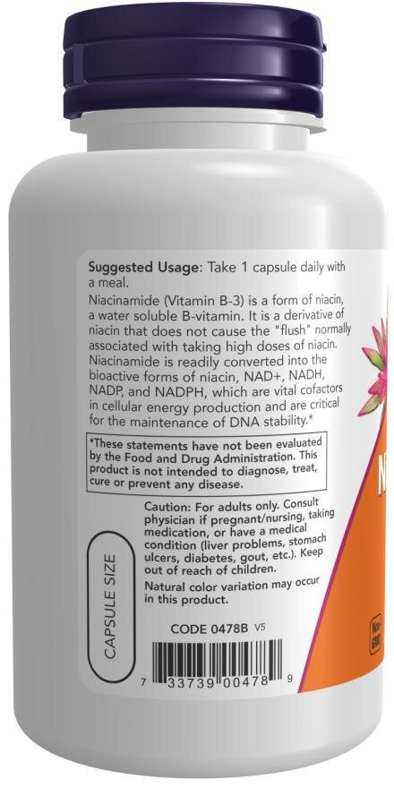Ніацинамід NOW Niacinamide 500 мг вег. капсули №100