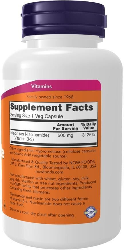 Ніацинамід NOW Niacinamide 500 мг вег. капсули №100