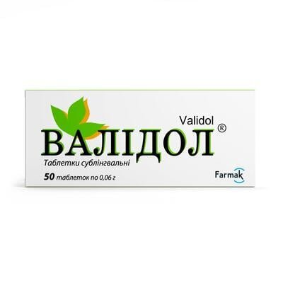 Валідол таблетки сублінгв. по 0.06 г №50 (10х5)