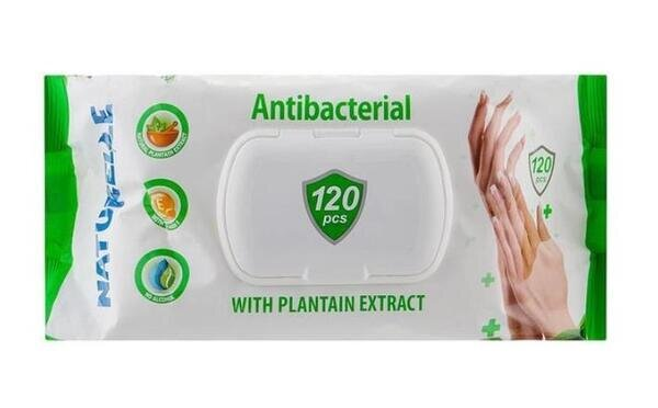 Серветки вологі Naturelle Antibacterial з екстрактом подорожника, 120 штук