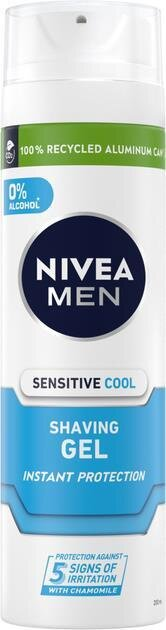 Гель для гоління Nivea Men Sensitive Cool Миттєвий захист охолоджуючий для чутливої шкіри (88542), 200 мл
