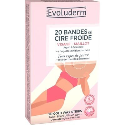 Смужки Evoluderm воскові для депіляції обличчя та бікіні, 20 шт