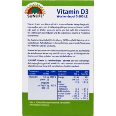 Вітаміни Sunlife Vitamin D3 5600 I.E. таблетки №20